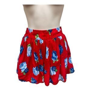 Abercrombie & Fitch Red Blue Floral Skater Skirt Sz M Limed Feminine Classic EUC